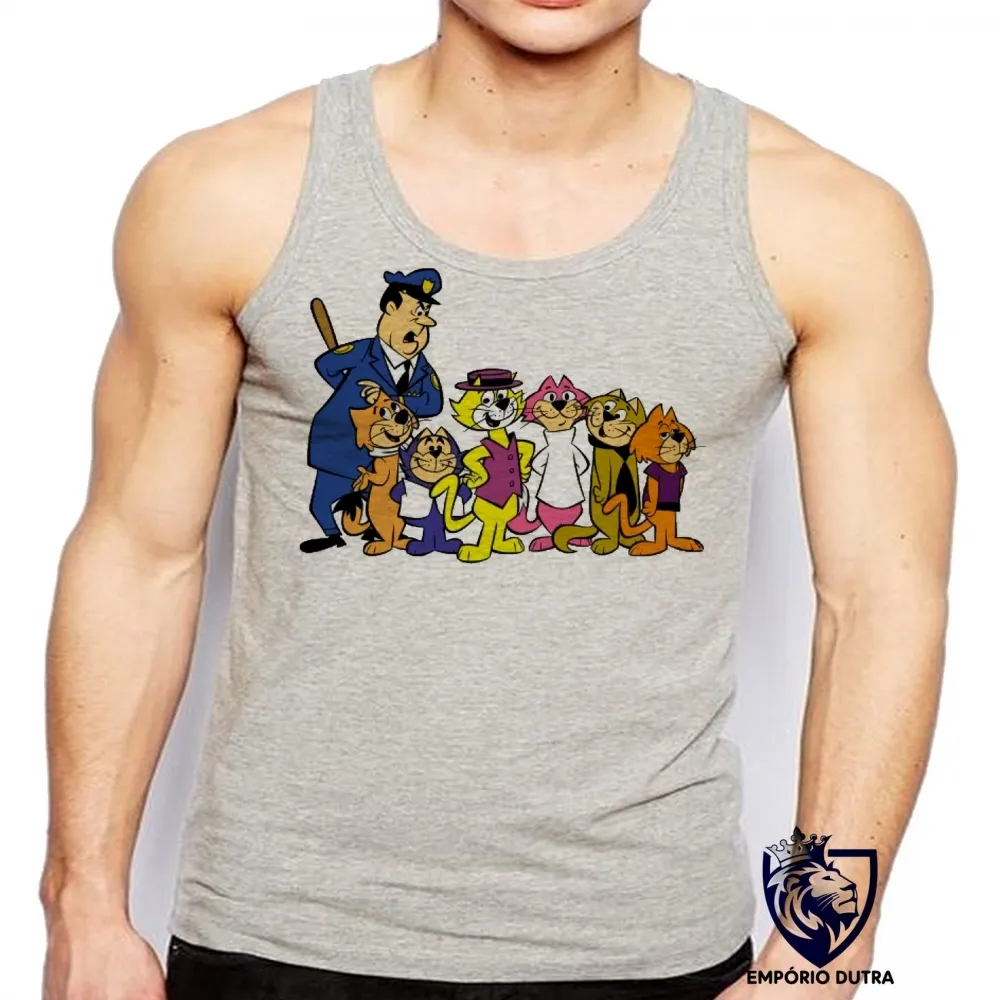 Camiseta Regata adulto ou infantil gato manda chuva guarda belo top cat Imagem