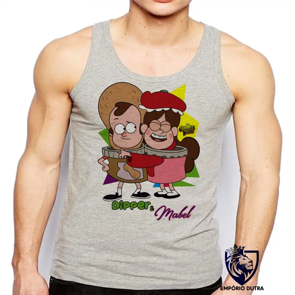 Camiseta Regata adulto ou infantil Gravity Falls Dipper Mabel potes Imagem