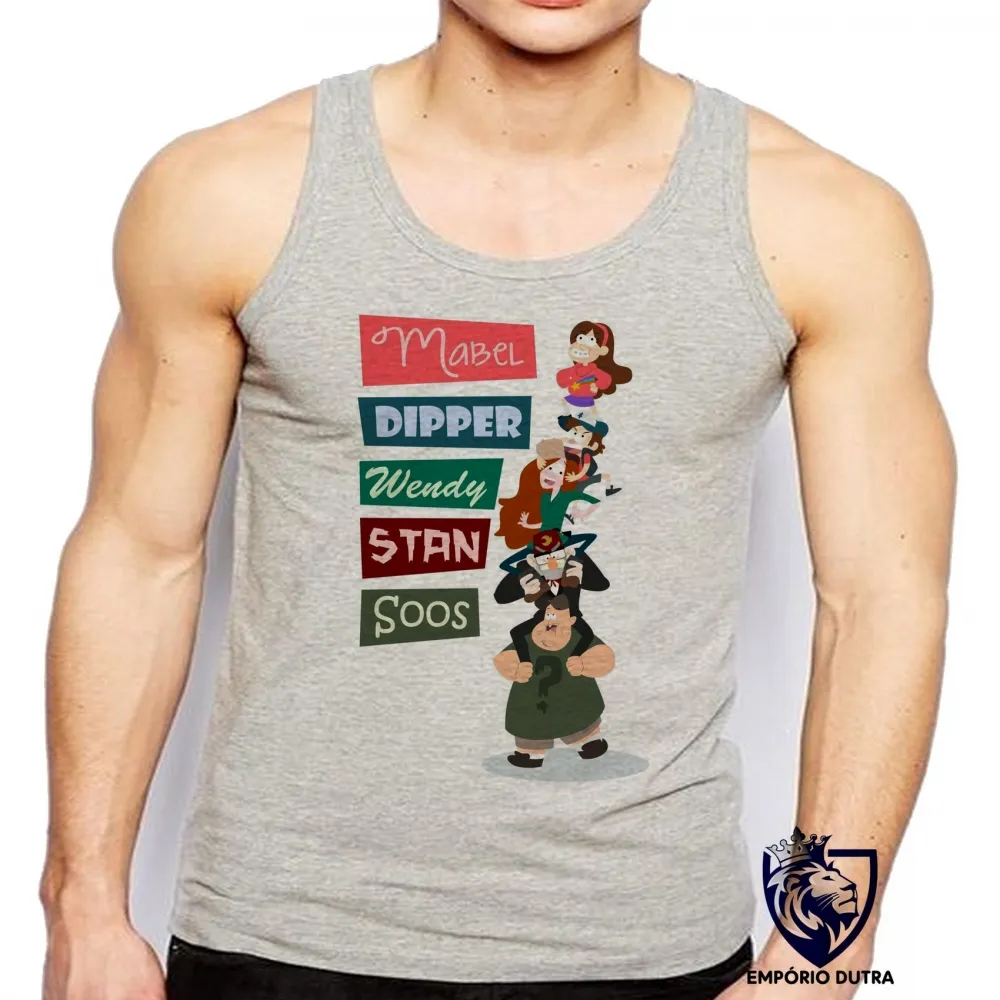 Camiseta Regata adulto ou infantil Gravity Falls nomes pilha