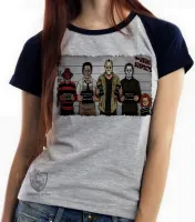 Baby look blusa Feminina jason chuck Freddy Krueger Massacre da Serra Elétrica Halloween vilões - Foto 4