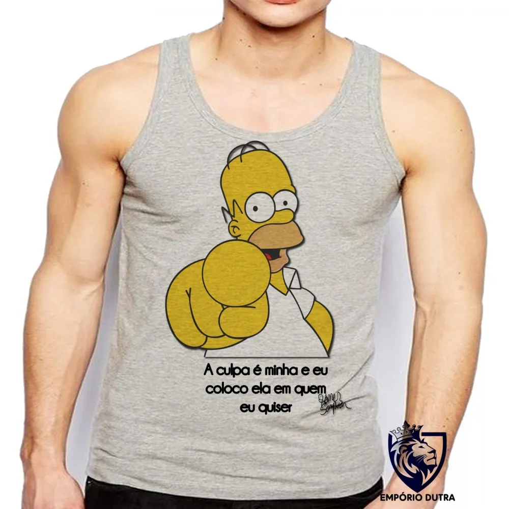 Camiseta Regata adulto ou infantil Homer Simpsons culpa minha coloco ela em quem eu quiser
