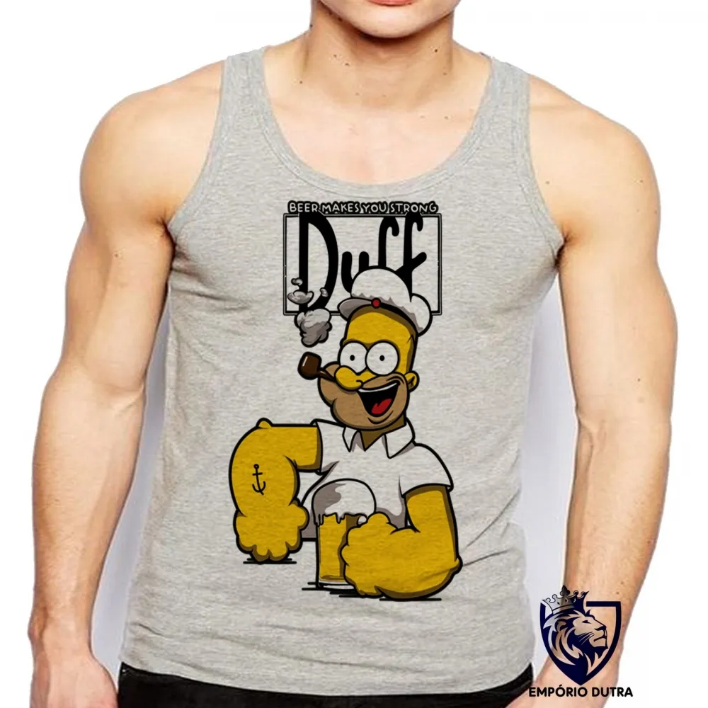 Camiseta Regata adulto ou infantil Homer simpsons popeye duff cerveja Imagem