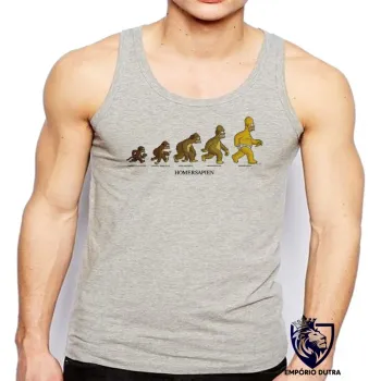 Camiseta Regata adulto ou infantil Homer simpsons Sapien evolução