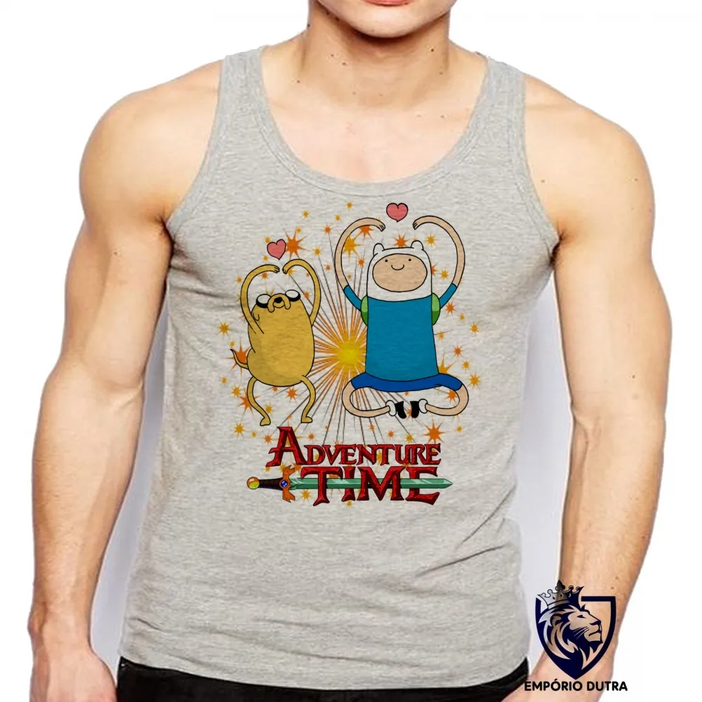 Camiseta Regata adulto ou infantil Hora da Aventura corações jake e finn Imagem