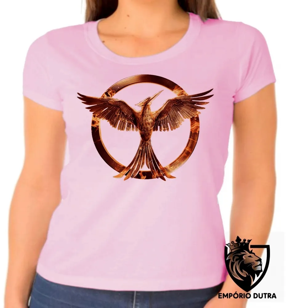 Baby look blusa Feminina Jogos Vorazes tordo dourado