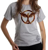 Baby look blusa Feminina Jogos Vorazes tordo dourado - Foto 6