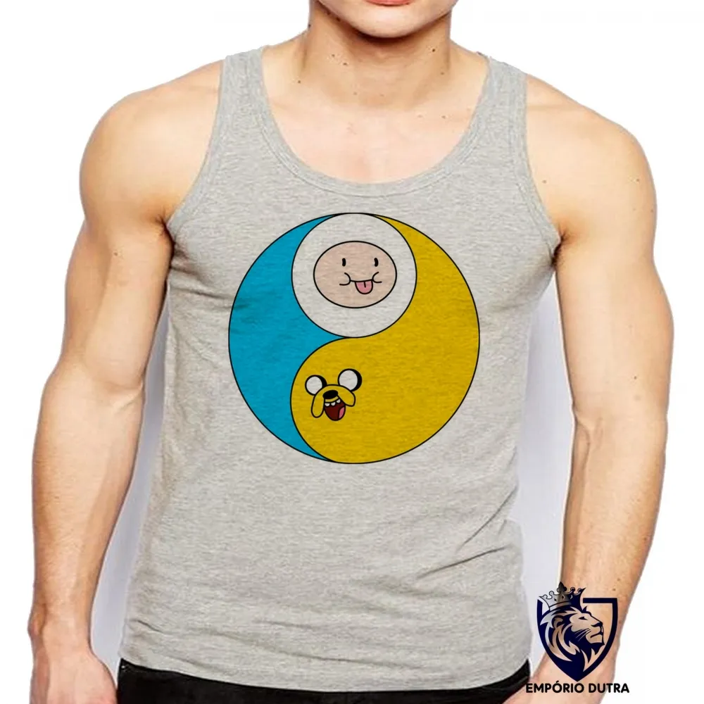 Camiseta Regata adulto ou infantil Jake Finn hora aventura redondo Imagem