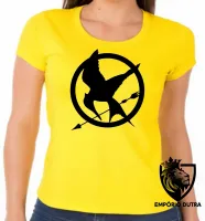 Baby look blusa Feminina Jogos Vorazes tordo preto - Foto 3