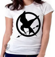 Baby look blusa Feminina Jogos Vorazes tordo preto - Foto 5