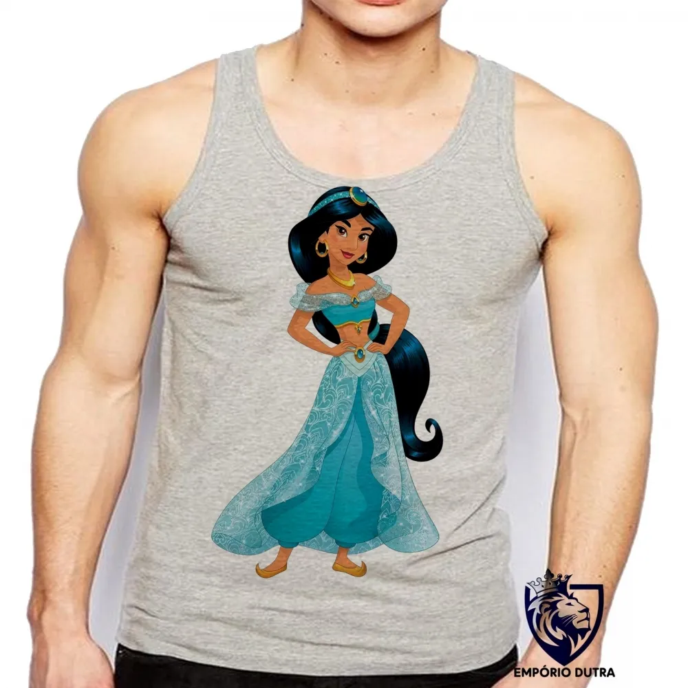 Camiseta Regata adulto ou infantil Jasmine princesa disney Aladim