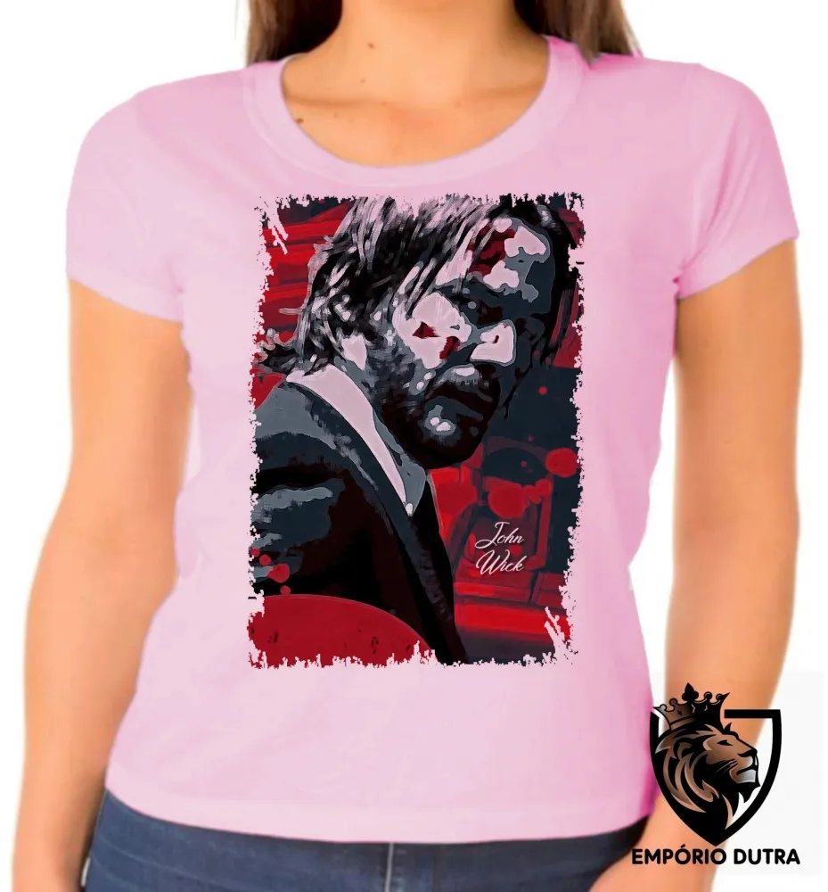 Baby look blusa Feminina John Wick sangue Imagem