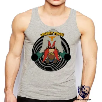 Camiseta Regata adulto ou infantil Looney Tunes Eufrazino arma