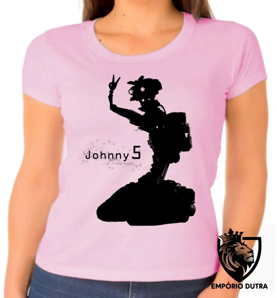 Baby look blusa Feminina Johnny 5 robo filme android Imagem