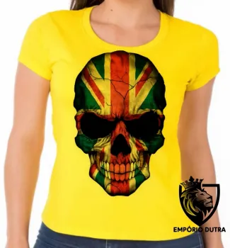 Baby look blusa Feminina justiceiro caveira inglaterra bandeira - Foto 2