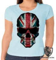 Baby look blusa Feminina justiceiro caveira inglaterra bandeira - Foto 3