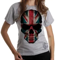 Baby look blusa Feminina justiceiro caveira inglaterra bandeira - Foto 4