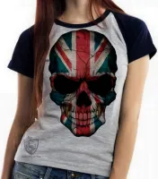 Baby look blusa Feminina justiceiro caveira inglaterra bandeira - Foto 5