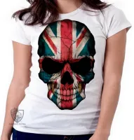 Baby look blusa Feminina justiceiro caveira inglaterra bandeira - Foto 6
