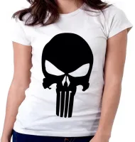 Baby look blusa Feminina Justiceiro punisher caveira marvel - Foto 6