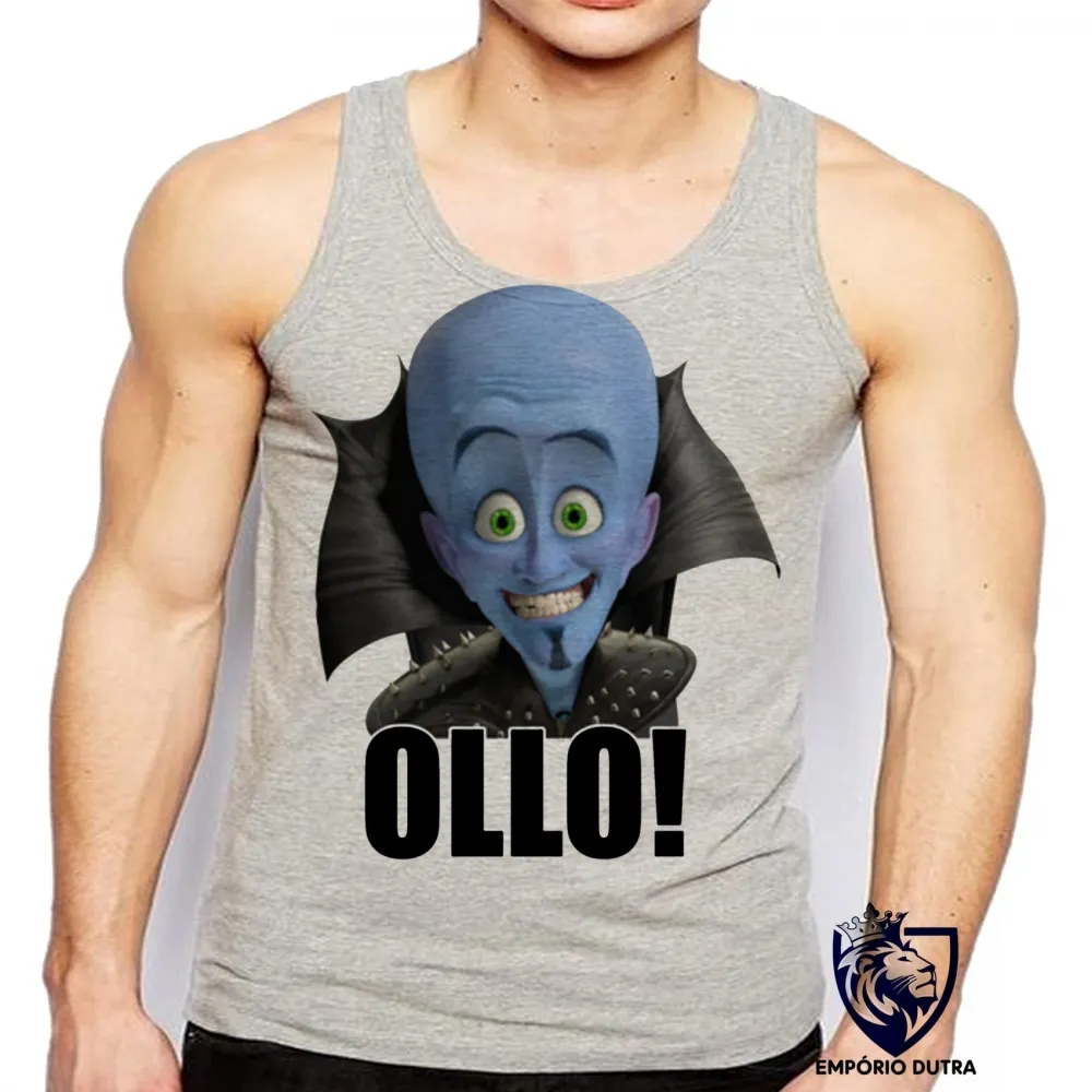 Camiseta Regata adulto ou infantil megamente super herói azul Imagem