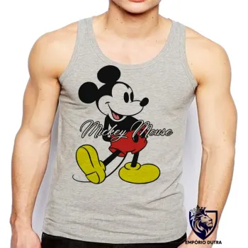 Camiseta Regata adulto ou infantil Mickey Mouse antigo Disney