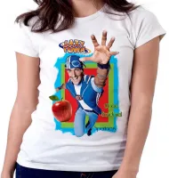 Baby look blusa Feminina Lazy Town Sportacus maçã saudavel - Foto 5