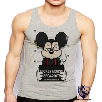 Camiseta Regata adulto ou infantil Mickey mouse disney preso