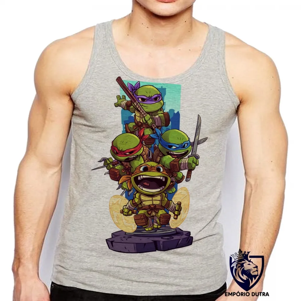 Camiseta Regata adulto ou infantil mini tartaruga ninja turtles