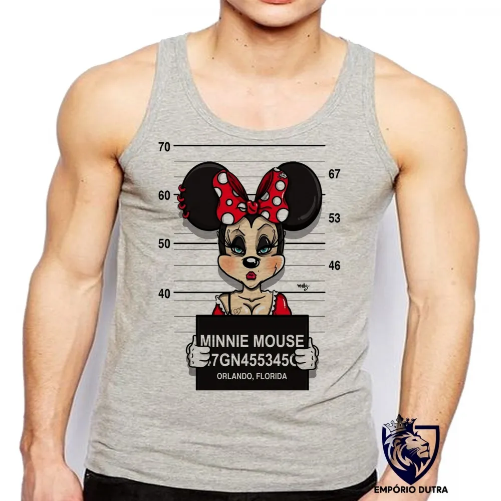 Camiseta Regata adulto ou infantil Minnie mouse disney presa prisão Imagem