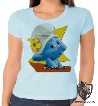Baby look blusa Feminina Meu Smurf do Céu - Foto 2
