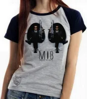 Baby look blusa Feminina MIB homens preto will smith filme cinema - Foto 4