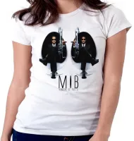 Baby look blusa Feminina MIB homens preto will smith filme cinema - Foto 5