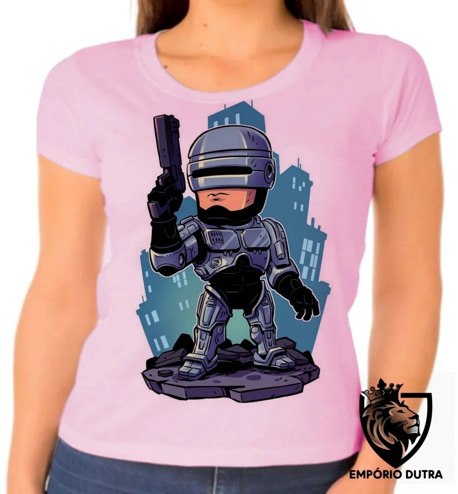 Baby look blusa Feminina ROBOCOP robo policial futuro Imagem