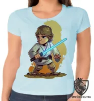 Baby look blusa Feminina Star Wars Luke Skywalker jedi - Foto 2