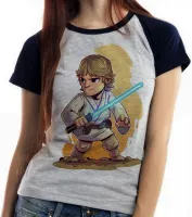 Baby look blusa Feminina Star Wars Luke Skywalker jedi - Foto 3