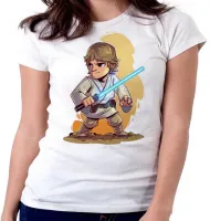 Baby look blusa Feminina Star Wars Luke Skywalker jedi - Foto 4