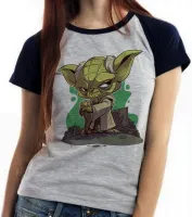 Baby look blusa Feminina Mestre yoda star wars jedi - Foto 4