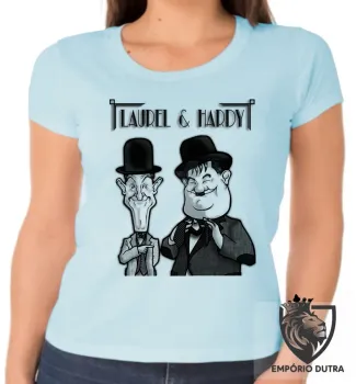 Baby look blusa Feminina gordo e o magro laurel e hardy serie antiga classico - Foto 2