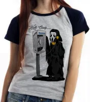 Baby look blusa Feminina Pânico terror Hello Cindy telefone orelhão - Foto 2