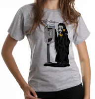 Baby look blusa Feminina Pânico terror Hello Cindy telefone orelhão - Foto 4