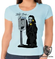 Baby look blusa Feminina Pânico terror Hello Cindy telefone orelhão - Foto 6