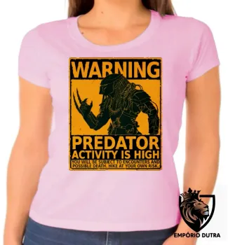 Baby look blusa Feminina predador alien warning perigo cartaz