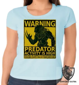 Baby look blusa Feminina predador alien warning perigo cartaz - Foto 2