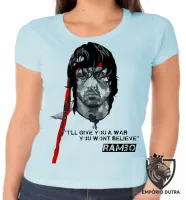 Baby look blusa Feminina Rambo faixa vermelha Sylvester Stallone - Foto 2
