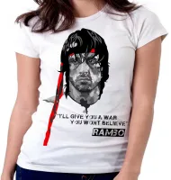 Baby look blusa Feminina Rambo faixa vermelha Sylvester Stallone - Foto 4