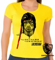 Baby look blusa Feminina Rambo faixa vermelha Sylvester Stallone - Foto 6