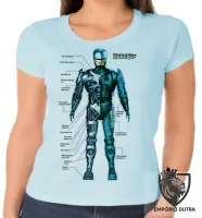 Baby look blusa Feminina Robocop policia arma armadura - Foto 2