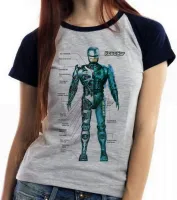Baby look blusa Feminina Robocop policia arma armadura - Foto 4