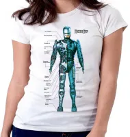 Baby look blusa Feminina Robocop policia arma armadura - Foto 5