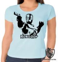 Baby look blusa Feminina Robocop policia arma pistola robo - Foto 2